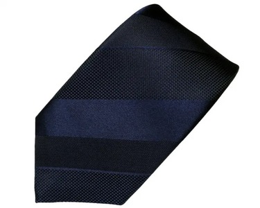 ネクタイ　富士桜工房　紺無地　三段縞（勝色）