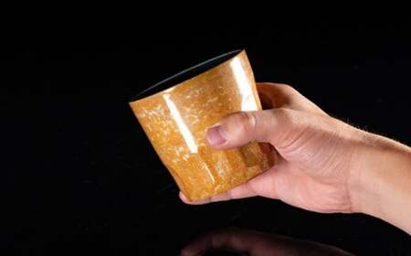 【世界でグランプリ受賞】有田焼 大理石のような質感 ロックカップ 麟 Lin Marble Old Amber 1個【金照堂】ロックグラス ウイスキーグラス 焼酎グラス 酒器 アンバー オレンジ 黄色