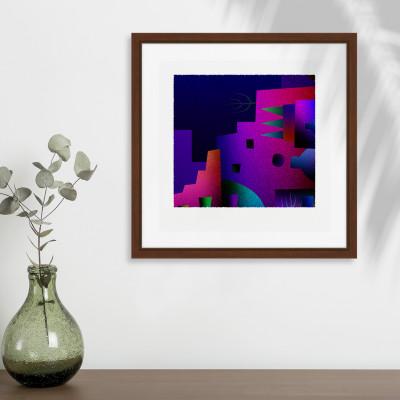 ふるさと納税 綾部市 街と窓 [しかくいえ]21【絵画】 額装サイズ266mmx266mm |  | 03