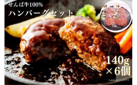 せんば牛100%ハンバーグセット 140g×6 計840g