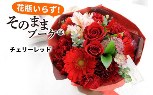 
                   【水換え・花瓶のいらない花束】 そのままブーケ チェリーレッド スタンディングブーケ 生花 母の日ギフト
                