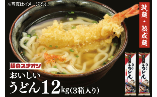 【麺のスナオシ】水戸発　おいしいうどん３箱　計12kg（200ｇ×60袋）（乾麺）【饂飩 麺 長期保存 保存食 防災 人気 大容量 水戸市 茨城県】（BY-16）