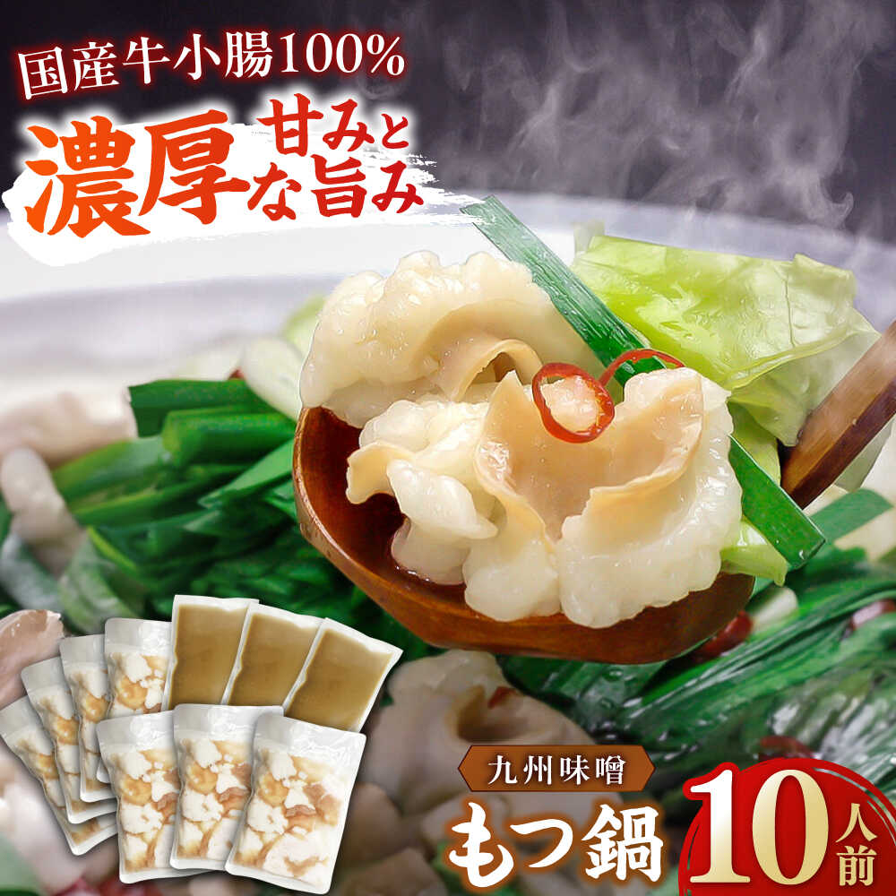 【ふるさと納税】【国産牛もつ1kg以上】 九州味噌 もつ鍋 10人前 吉富町/株式会社ベネフィス[BGAF009] 牛肉 ホルモン もつなべ モツ鍋 鍋 なべ もつ鍋セット みそ 味噌 牛もつ セット スープ付き 博多 福岡 送料無料 人気 おすすめ 簡単調理 グルメ お取り寄せ