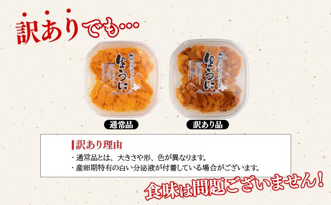 訳あり 北海道 噴火湾産 塩水 バフンウニ 100g 2パック 計200g うに ウニ 雲丹 海鮮 海の幸 魚介類 ウニ丼 お寿司 濃厚 無添加 産地直送 お取り寄せ 山村水産 送料無料