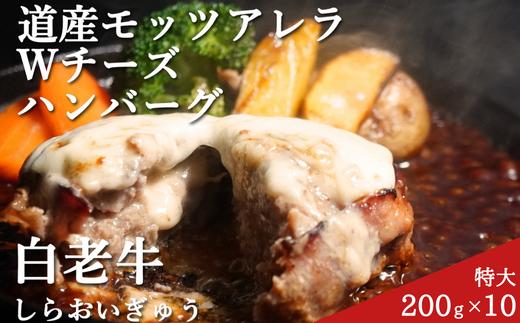 道産和牛ダブルチーズハンバーグ（200g）10個入り 【 ふるさと納税 人気 おすすめ ランキング 北海道産 和牛 ダブルチーズ Wチーズ ハンバーグ 肉 肉厚 チーズ モッツァレラチーズ デミグラス セット 大容量 詰合せ  北海道 室蘭市 送料無料 】 MROA048