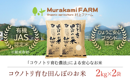 ＜令和6年新米先行予約 / 9月中旬発送開始予定＞特別栽培米 コウノトリ育む田んぼのお米 4kg（2kg×2袋）〈村上ファーム〉お米 おこめ 米 こめ コメ ご飯 ごはん 白米 4キロ 4kg 兵庫県