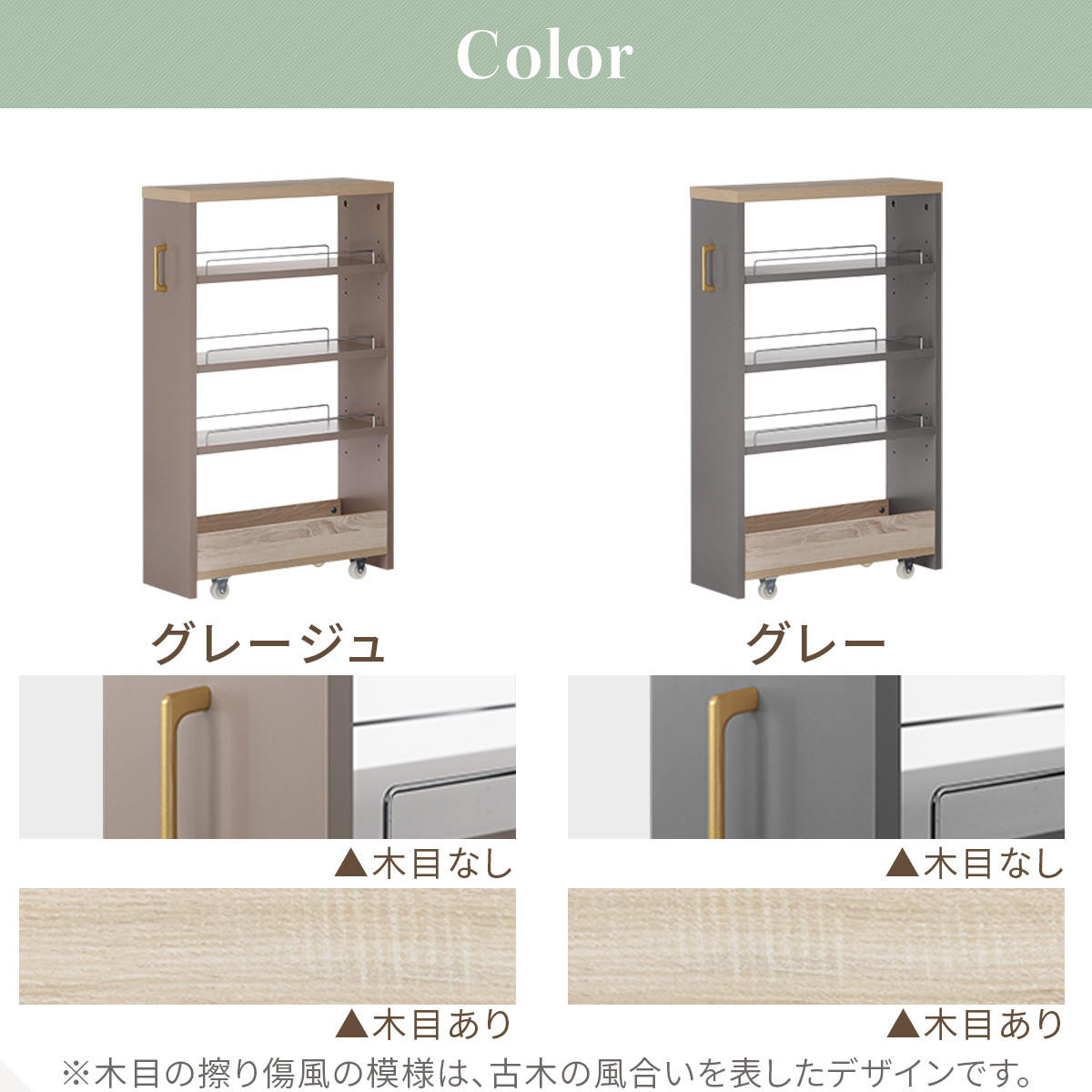 【完成品＋設置付き】すき間 ワゴンラック ロータイプ 幅20cm （グレージュ）キッチン 隙間収納 キャスター付き キッチンワゴン スリム 収納 キッチン隙間ワゴン キッチン隙間家具 ラック KKON