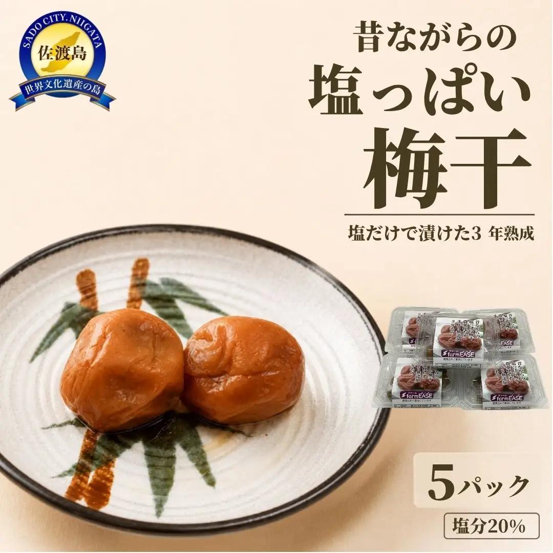 梅干し 塩だけ 100g 5パック | 無農薬 無添加 新潟県 佐渡市 梅干し