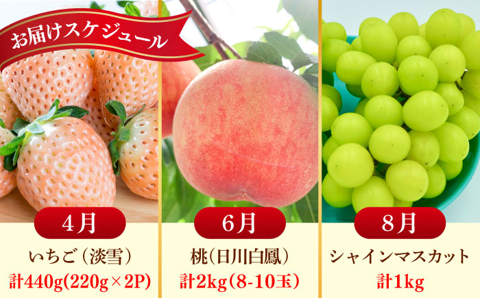 【全3回定期便】佐賀県の生産者を応援！いちごと桃とシャインマスカットを楽しむ定期便 / いちご シャインマスカット 桃 フルーツ / 佐賀県ふるさと納税 [41AAZZ020]