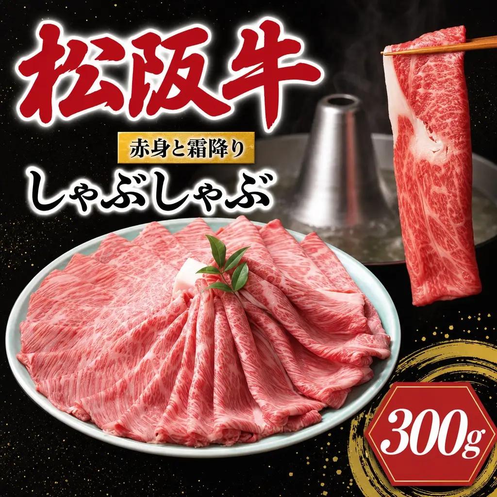 松阪牛 赤身と霜降り しゃぶしゃぶ肉 300g 牛追道中 US29【M1701】
