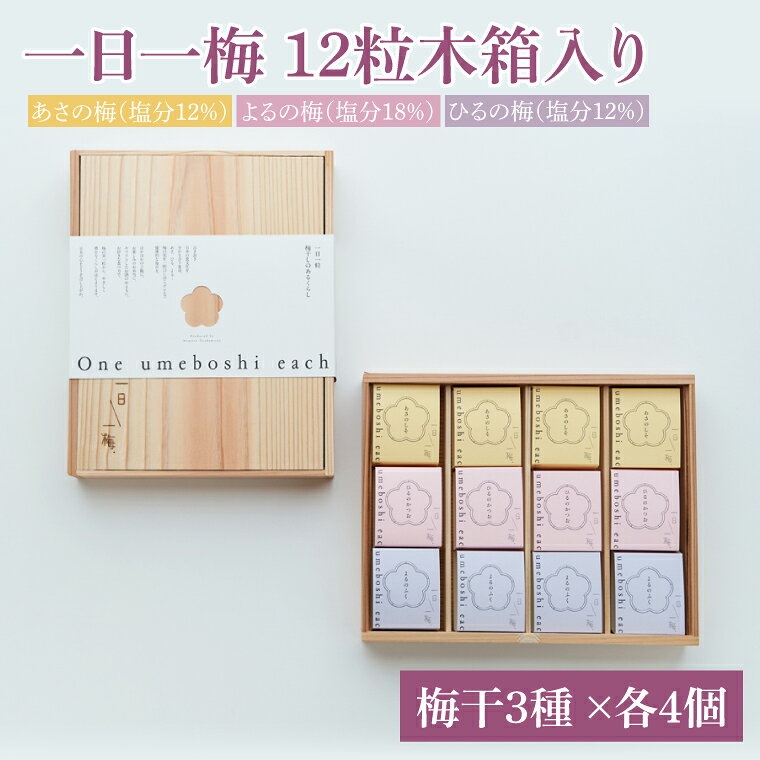 【ふるさと納税】【数量限定】一日一梅 12粒木箱入り（梅干3種 ×各4個）【梅干 梅干し うめぼし 水戸市 茨城県】（CU-3）