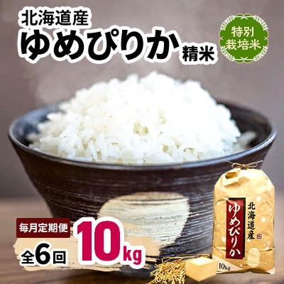 ふるさと納税 長沼町 【毎月定期便】特別栽培米 北海道産ゆめぴりか 10kg 精米 美味しいお米 特A全6回