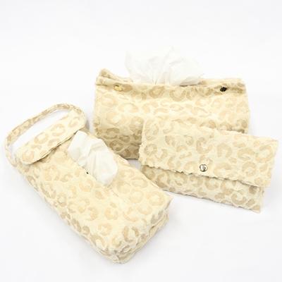 ふるさと納税 橋本市 OKADA TEXTILE ティッシュケース3点セット(金箔レオパード柄) | 