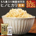 【ふるさと納税】熊本県菊池産 ヒノヒカリ 玄米5kg＋もち麦入り雑穀米200g 1袋セット/2袋セット/4袋セット/6袋セット 選べるセット 玄米 米 お米 令和6年産 九州産 熊本県産 送料無料