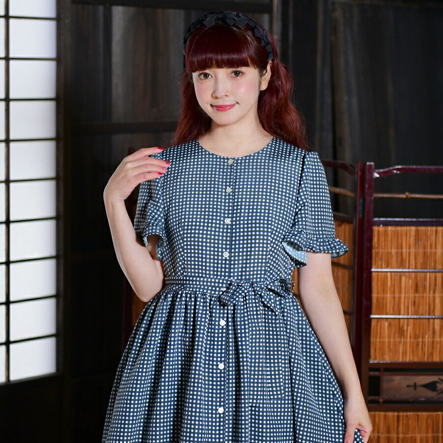 【ふるさと納税】先行予約 アトリエ小町　ワンピース （renka ep2）ギンガムチェック・ブラック フリーサイズ　青木美沙子さんコラボ [服 ロリータ ロリータファッション スイートロリータ 可愛い レディース 姫 お姫様 チェック ]　お届け：2026年3月下旬～4月上旬