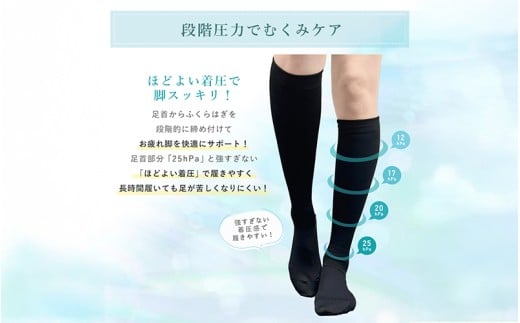 メッシュ着圧ソックス ブラック 3足/ 夏用着圧 冷感着圧 足底・足の甲 レディース 蒸れない靴下 吸水 メッシュ生地 黒   22-25cm【nkmd006-1】
