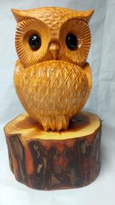 【数量限定】飛騨一位一刀彫 招福福来郎（大）| 伝統工芸 フクロウ ふくろう イチイ 一位一刀彫 一位一刀 一刀彫 工芸品 縁起物 品 置物  木彫り 飛騨高山 吉野彫刻所 MC010