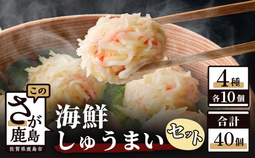 高評価★海鮮 しゅうまい セット 4種 各10個 | ふるさと納税 焼売 しゅうまい 中華 かに エビ イカ 明太子 冷凍 国産 贈答用 佐賀県 鹿島市 ふるさと 人気 送料無料 B-33