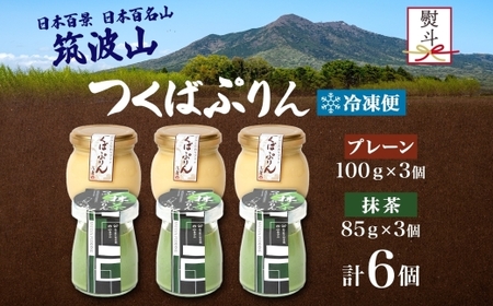 無地熨斗 つくばぷりん プレーン ＆ 抹茶ぷりん 各3個 計6個 冷凍 プリン ぷりん 抹茶 まっちゃ 茶 お茶 スイーツ 洋菓子 おやつ 冷菓 贅沢 ご褒美 デザート 和スイーツ 人気 グルメ お取