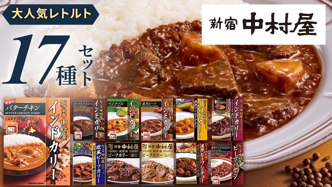 
            新宿 中村屋 レトルト 食べ比べ セット ( Bセット 17種 ) 人気 詰合せ 洋食 時短 レトルトカレー カレー インドカレー ビーフカレー 欧風カレー 数量限定 贈答品 保存用 ストック用 非常用 老舗 電子レンジ 調理可 レンチン レンジ
          
