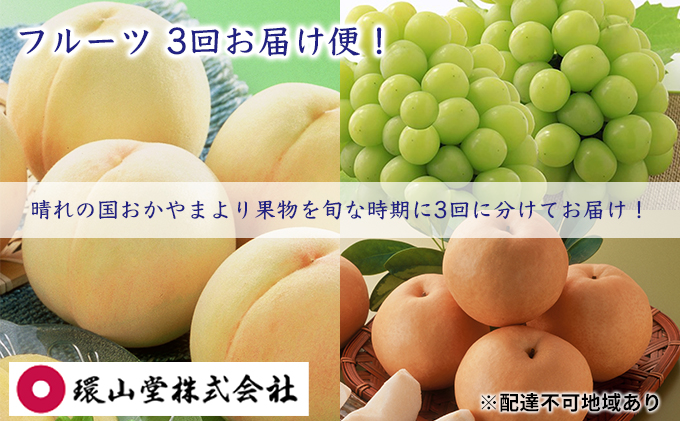 フルーツ 2026年 先行予約 3回お届け便！ 環山堂 セレクト 晴れの国おかやまより果物を旬な時期に3回に分けてお届け！ 桃 葡萄 梨 岡山県産 国産 果物 旬の果物 岡山のフルーツ 