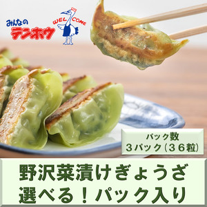 テンホウの野沢菜漬けぎょうざ（パック入り/冷凍生）3パック[6人前/36粒]／ テンホウ てんほう ぎょうざ ギョウザ 餃子 冷凍 冷凍餃子 冷凍ぎょうざ 冷凍ギョウザ おすすめ おすすめ餃子 信州 長野県 諏訪市 諏訪 【21-34】