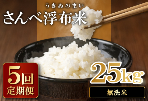 さんべ浮布米（無洗米）定期便（5kg×5回コース）【令和7年産 コシヒカリ 無洗米 5kg 5回 定期 2025年産 こしひかり 5kg×5回 合計25kg 5回定期便 特別栽培米 美味しまねゴールド認証 島根県産 大田市産 減農薬】