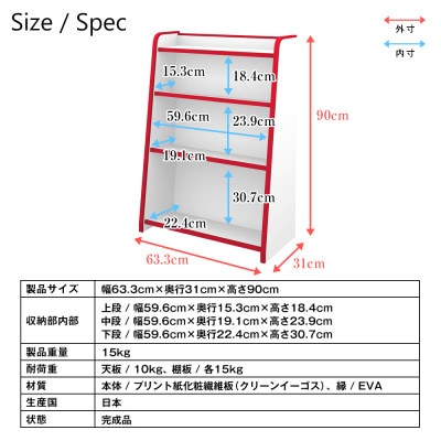 知育家具シリーズ　ほんだな　63cm幅(ブルー)　GR-63HB【1415143】