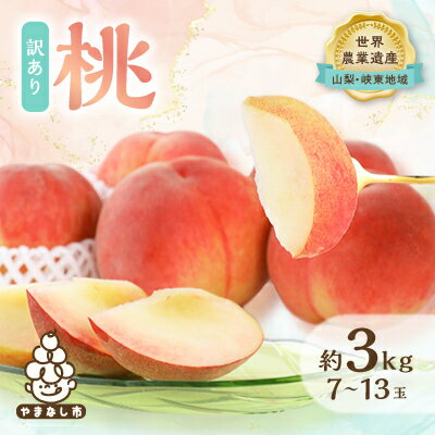 【ふるさと納税】【2025年先行予約】【訳あり】桃 約3kg (7玉～13玉) 山梨市産 桃_ ふるさと納税 ふるさと もも モモ ピーチ フルーツ 果物 くだもの 人気 美味しい 山梨県 山梨市 山梨 送料無料 規格外 傷 【配送不可地域：離島・沖縄県】【1395537】