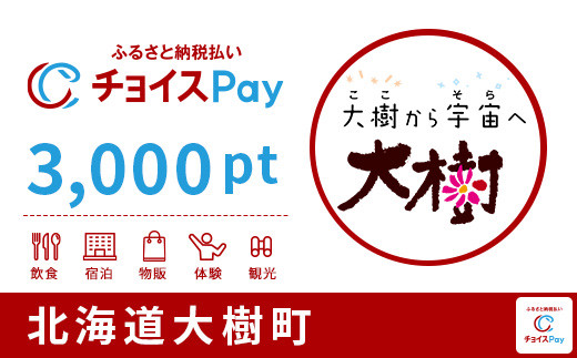 
大樹町チョイスPay 3,000pt（1pt＝1円）【会員限定のお礼の品】
