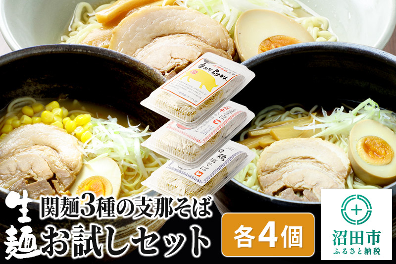 
関麺 3種の支那そば お試しセット 各4個 味噌／醤油／塩
