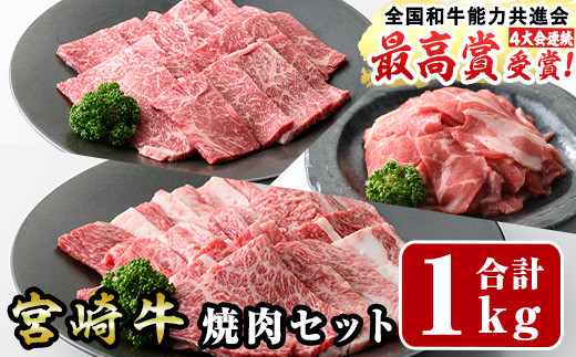 宮崎牛焼肉セット(合計:1kg)モモ焼肉(400g)バラ焼肉(400g)宮崎県産和牛小間切れ(100g×2)牛肉 鍋 精肉 お肉 BBQ お取り寄せ すき焼き しゃぶしゃぶ 黒毛和牛 ブランド和牛 冷凍 国産【R-56】【ミヤチク】