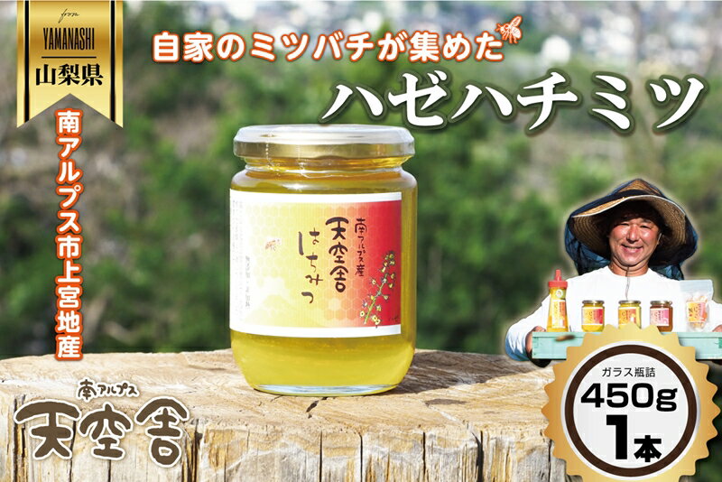 【ふるさと納税】 自家のミツバチが集める南アルプス上宮地産　ハゼ蜜　ガラスびん詰 450g 1本 ふるさと納税 はちみつ ハゼはちみつ ハゼ 瓶詰 おすすめ 山梨県 南アルプス市 送料無料 ALPAB100