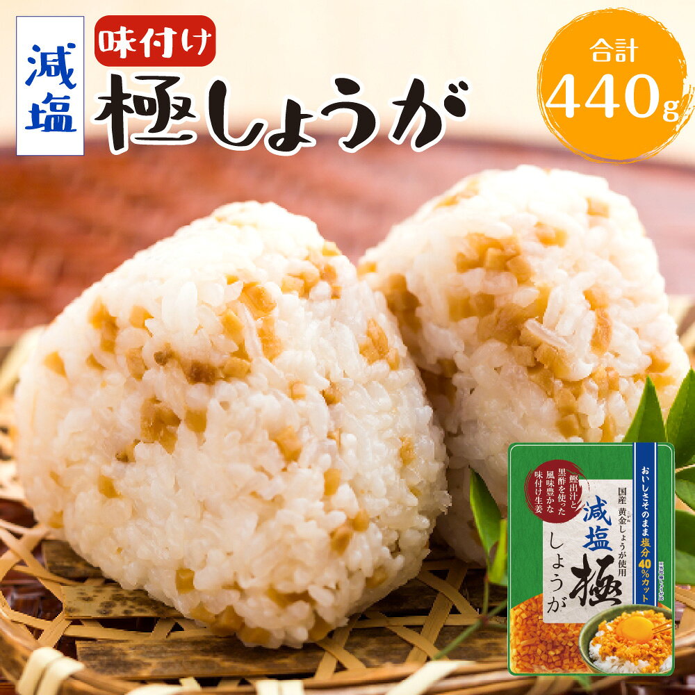 【ふるさと納税】減塩 味付け極しょうが 計440g（110g×4袋） 黒酢 米黒酢 黄金しょうが ショウガ 生姜 野菜 料理 付け合わせ おかず ご飯のお供 トッピングメニュー サイドメニュー お弁当 ふりかけ 国産 高知県 香美市 送料無料
