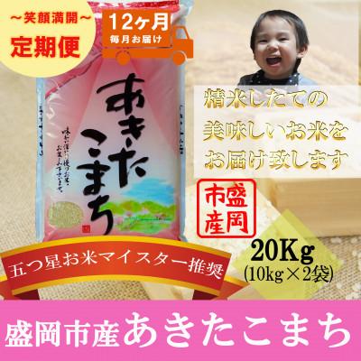 ふるさと納税 盛岡市 【毎月定期便】あきたこまち 20kg全12回
