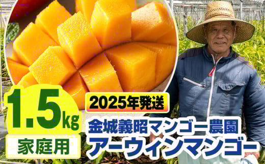 【2025年発送】金城義昭マンゴー農園　アーウィンマンゴー家庭用1.5kg