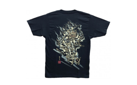 手描きTシャツ 仏画 大威徳明王 黒 (半袖 XLサイズ)【1615033】