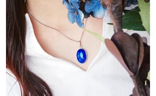 
            ★色6種★【尾張七宝窯元　加藤七宝製作所】楕円ペンダント　（カラー：紺透・黄透・緑透・赤透・黄緑透・桃透 ）
          