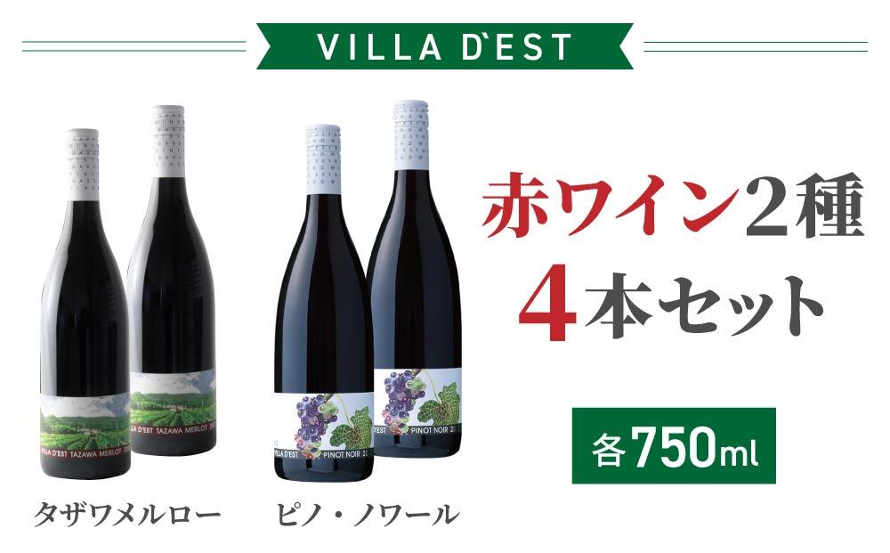 赤ワイン 750ml 2種4本 セット（タザワ メルロー＆ピノ・ノワール）| 【ヴィラデスト ワイナリー】東御ワイン 長野ワイン 日本ワイン ワイン フルボディ ミディアムボディ GI長野 飲み比べ 