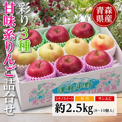 
                  りんご/青森県産　彩り3種甘味系りんご詰合せ(高糖度)約2.5kg【1655319】
                