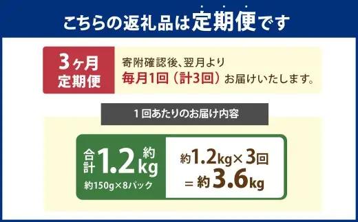 【3回定期便】【村上市 豚】 岩船豚 ロース 約1.2kg（約150g（1枚）×8パック） ／ 肉 にく お肉 豚肉 ぶた肉 ブタ肉 ポーク ロース肉 ジューシー やわらか 小分け 冷凍 国産 001