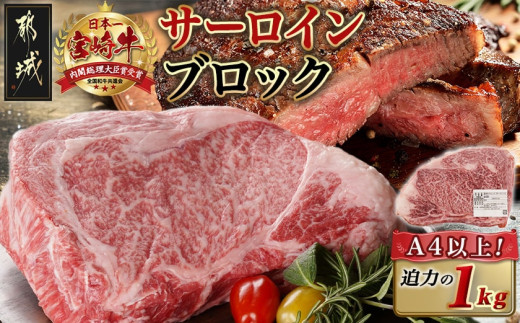 
                  宮崎牛サーロインブロック(1kg)_38-N401_( 都城市 )  牛肉 宮崎県産 宮崎牛 サーロイン ステーキ 焼肉 BBQ 4等級以上 サシ ブロック 1㎏ 自分好みのステーキに！
                