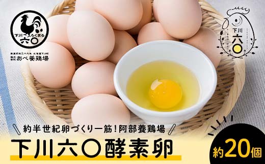 Mサイズ 約20個（18個＋割れ補償2個） 約半世紀卵づくり一筋 ！『下川六〇酵素卵』 下川ろくまる あべ養鶏場 割れ補償付き たまご 玉子 タマゴ ふるさと 納税 国産 北海道産 北海道 下川町 F4G-0288