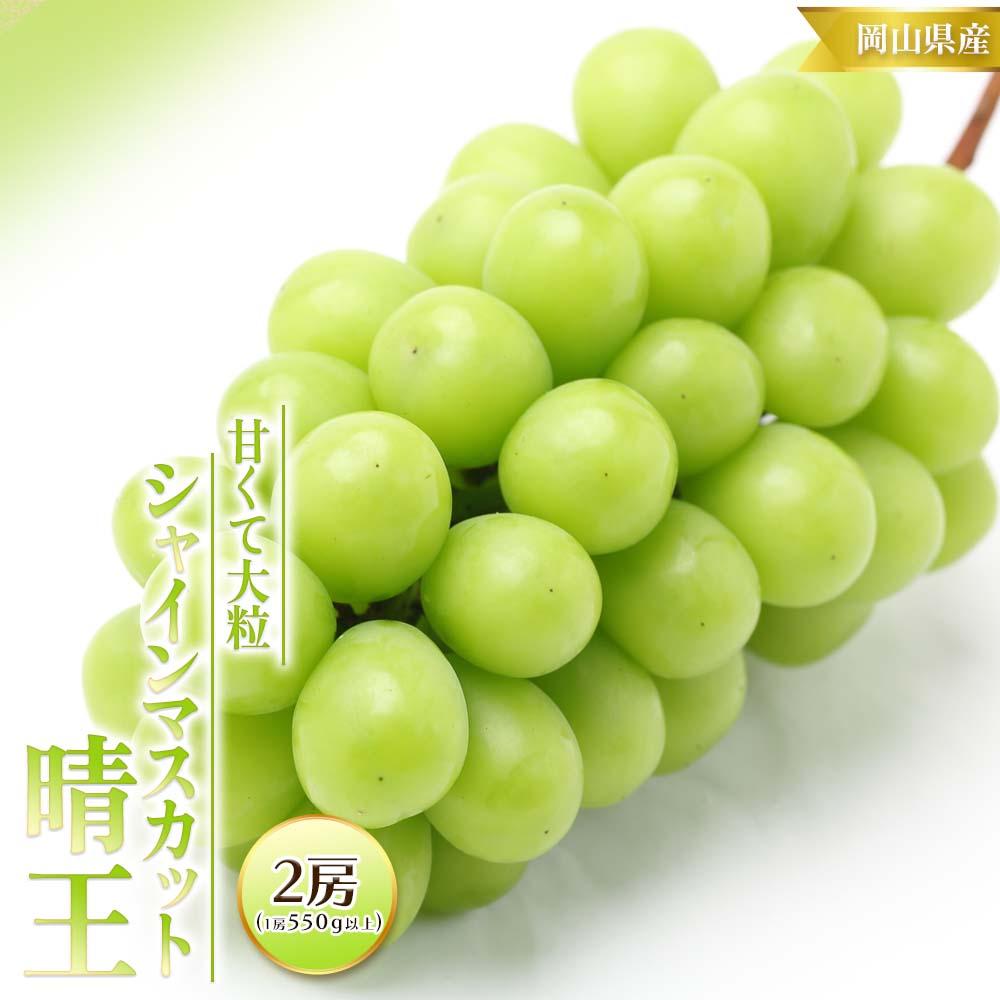 【ふるさと納税】ぶどう 2026年 シャイン マスカット 晴王 2房 （1房550g以上） マスカット ブドウ 葡萄 岡山県産 国産 フルーツ 果物 ギフト 桃茂実苑 | フルーツ 果物 くだもの 食品 人気 おすすめ