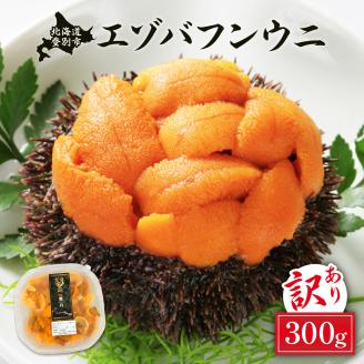 規格外品 無添加 エゾバフンウニ 塩水パック 300g 配送期間C：1月下旬～3月下旬迄　[mh-0469_C]