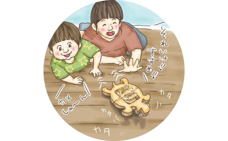 木のおもちゃ/かめ(水陸両用木のおもちゃ) psc　お風呂で遊ぼう！ひのきの香り 赤ちゃん おもちゃ 6ヶ月 1歳 プレゼント 2歳 3歳 床は輪ゴムを2本使うのがおススメ お風呂で遊ぶ時は輪ゴムを1