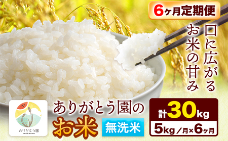 無洗米【6ヶ月定期便】令和7年産 ありがとう園のお米 5kg《お申込み月の翌月から出荷開始》