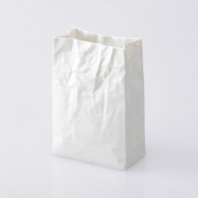 ふるさと納税 瀬戸市 【瀬戸焼】ニュークリンクルスーパーバッグ#2 花器 ホワイト【セラミック・ジャパン】 |  | 01