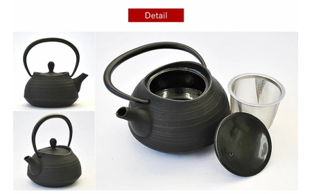 南部鉄器 ティーポット刷毛目0.6L（ブラック） 雑貨 日用品 工芸品 装飾品