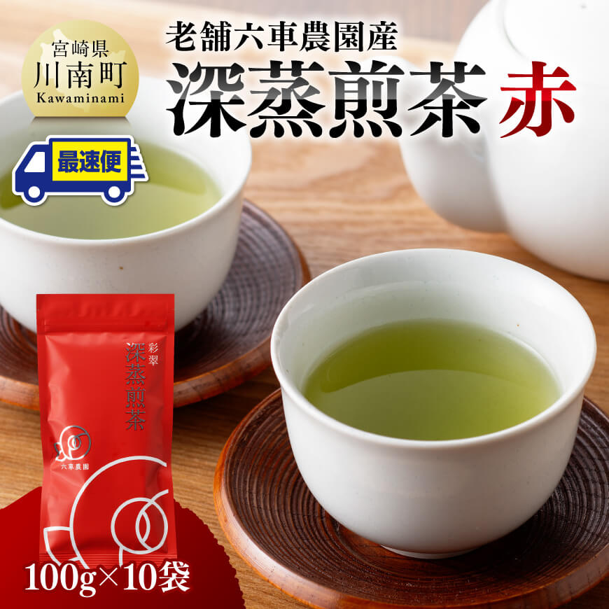 【ふるさと納税】※レビューキャンペーン※ 深蒸煎茶（赤）100g10袋セット - 九州産 宮崎県産 川南町産 深蒸煎茶 かぶせ茶 茶 お茶 日本茶 国産茶 お湯出し 飲みやすい おうち時間 送料無料 E8701